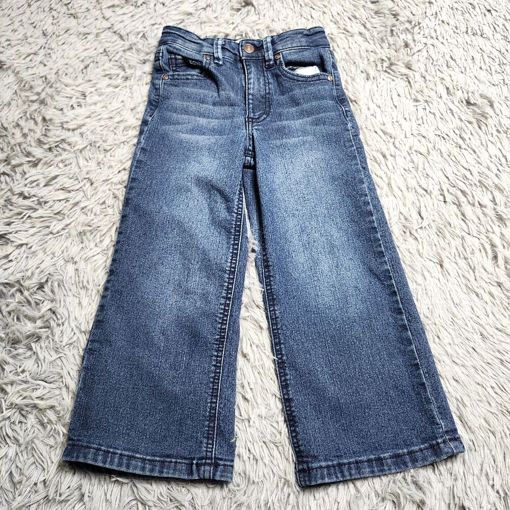 Jessica‎ Simpson Girls Olivia Wide Leg Jeans Kids Size 4 Medium Wash Stretch